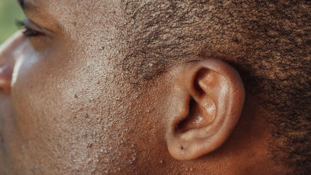 A close-up of a human ear